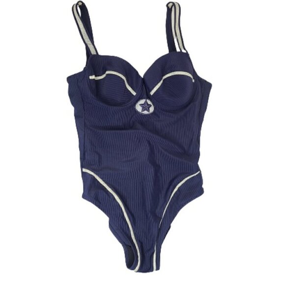 David Swimwear Italy Navy Nautical Star Maliot Bustier One Piece Swimsuit - Picture 1 of 8